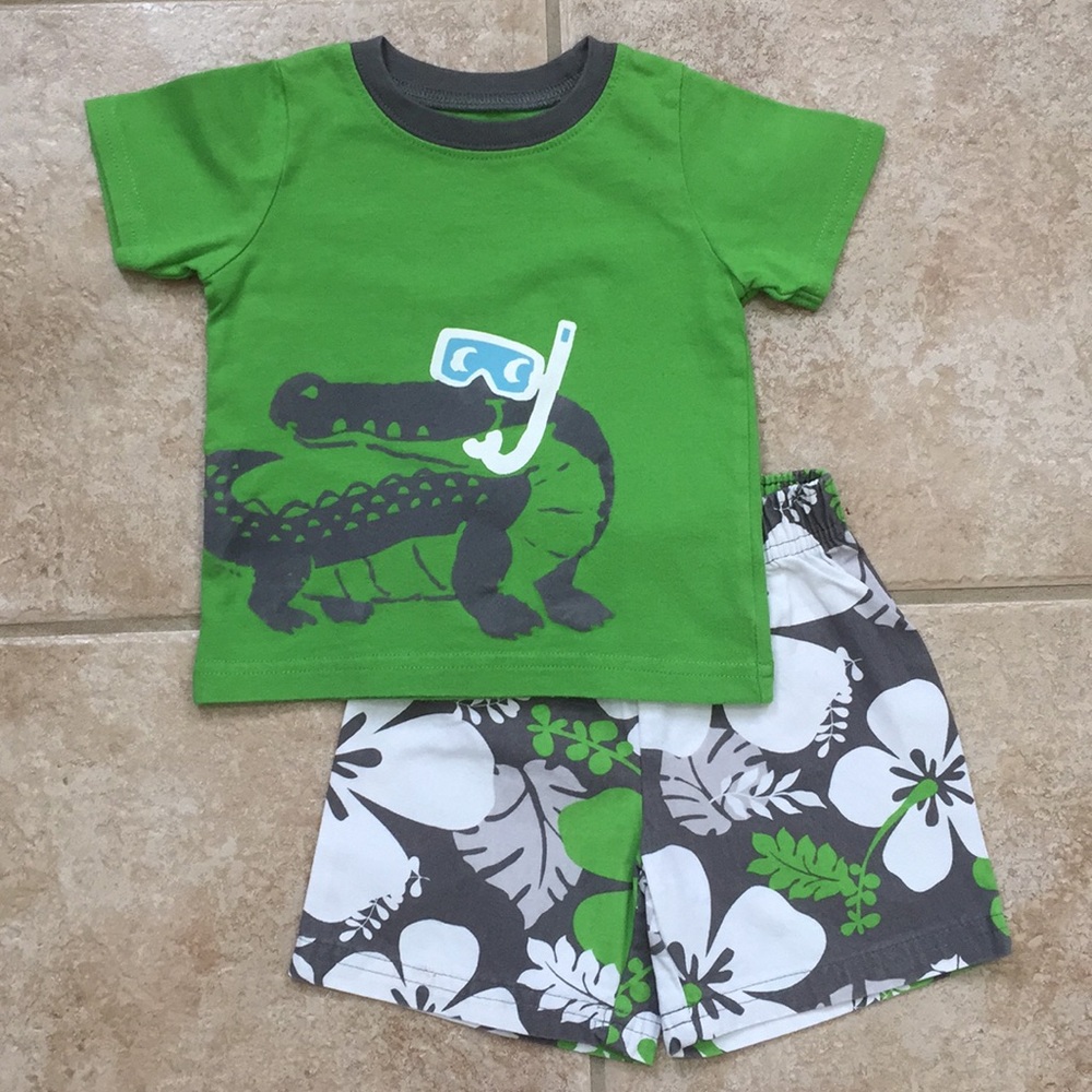 Carter’s Boys Alligator Tee Shirt and Floral Print Shorts